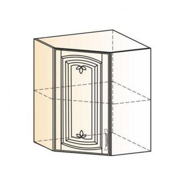 Шкаф навесной "Бергамо" угловой L600х600 H720 (1 дв. гл.) (эмаль)-фото